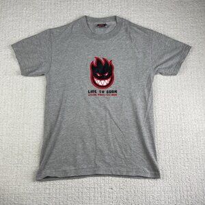 VTG Y2K Spitfire Shirt Mens Size Small Skate Live To Burn Grey T-shirt